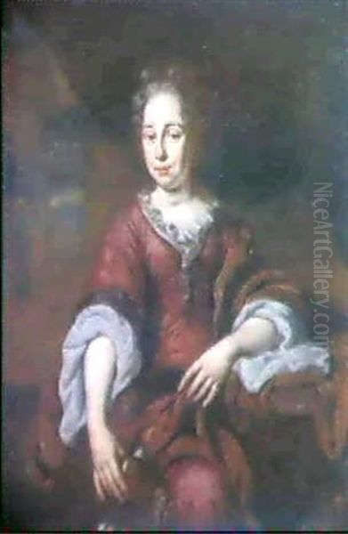 Dame Mit Hund Oil Painting by Michiel van Musscher