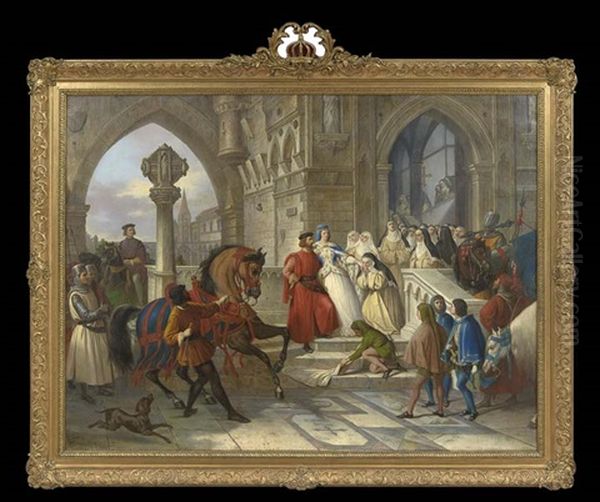 The Betrothal Of A Lombard Princess Oil Painting by Cesare Mussini