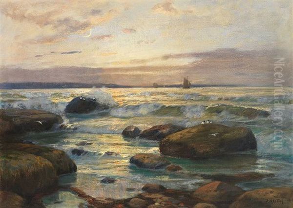 Abenddammerung An Der Rugen'schen Meereskuste Oil Painting by Pedro Muth