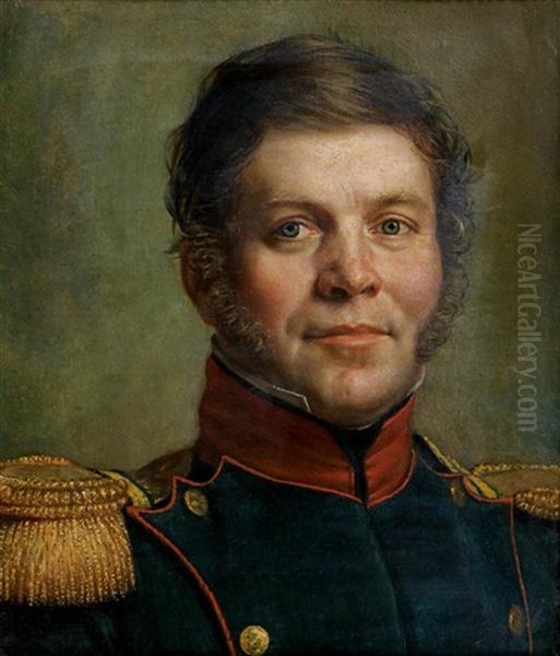 Portrait De Militaire Oil Painting by Jean-Baptiste Mutin