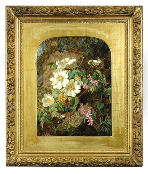 Still Life Of Wild Flowers On A Mossy Bank Oil Painting by Martha Darley Mutrie