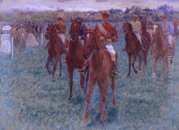 Au Champs De Courses Oil Painting by Adolphe Binet