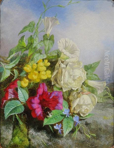 Still Life With Flowers Oil Painting by Martha Darley Mutrie