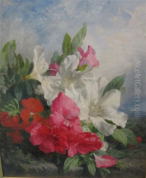 Still Life Of Flowers On A Bank Oil Painting by Martha Darley Mutrie