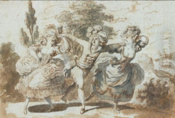 Les Trois Danseurs Plume Oil Painting by Louis Binet