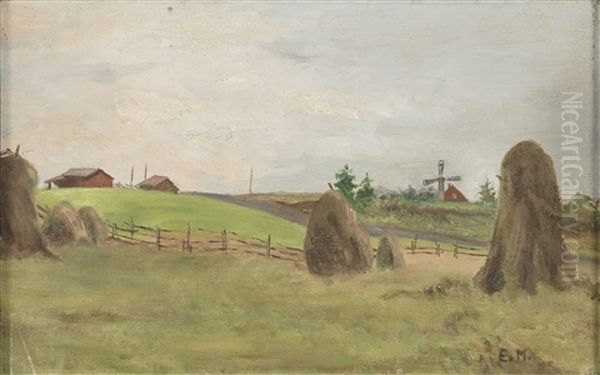 Field Landscape Oil Painting by Elias Muukka