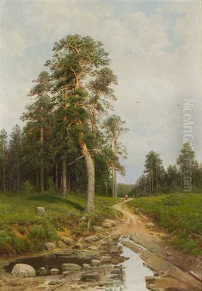 Footpath Oil Painting by Elias Muukka