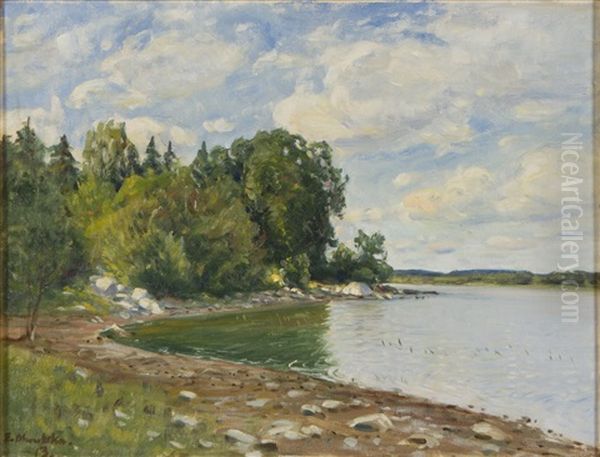 Shore Oil Painting by Elias Muukka