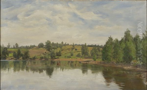 Lake Landscape Oil Painting by Elias Muukka