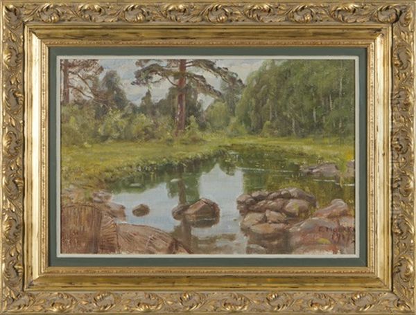 Pond Oil Painting by Elias Muukka