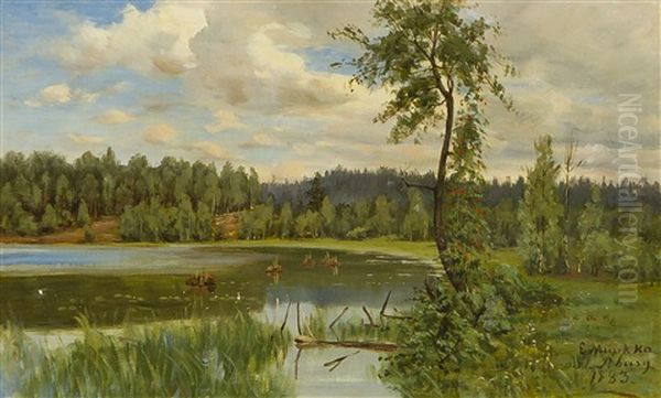 Lake View Oil Painting by Elias Muukka