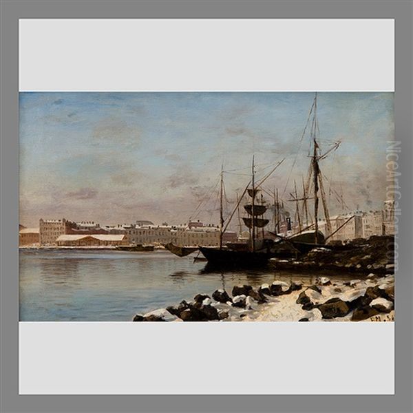 View From Etelasatama In Helsinki Oil Painting by Elias Muukka