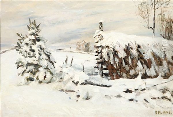 Winter Landscape Oil Painting by Elias Muukka