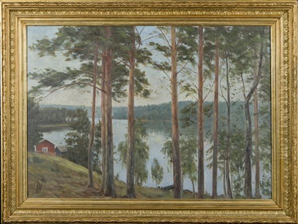 Lakeshore Oil Painting by Elias Muukka