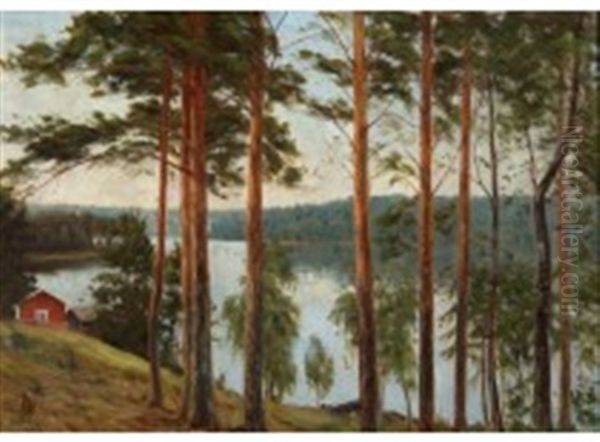 Lakeshore Oil Painting by Elias Muukka