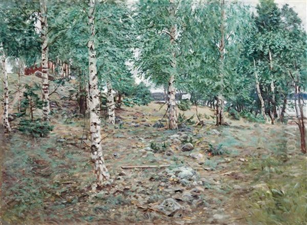 Birches Oil Painting by Elias Muukka