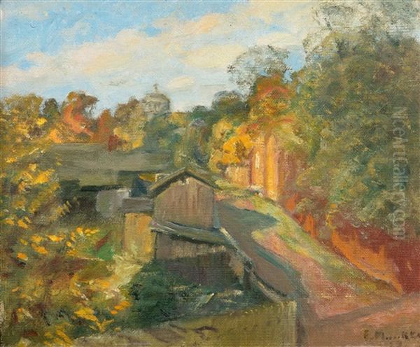 Luostarinmaki In Turku Oil Painting by Elias Muukka