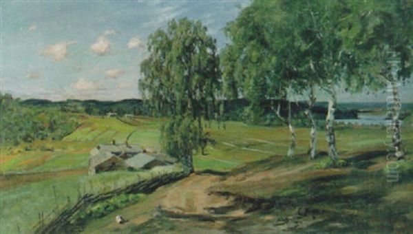 Sommarlandskap Oil Painting by Elias Muukka