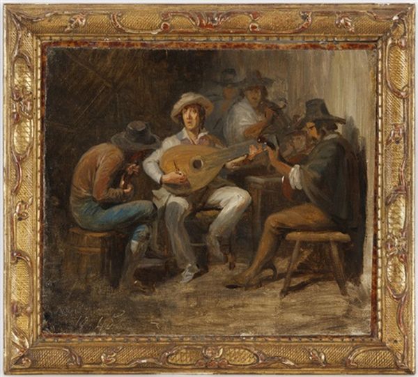 Musiciens Dans Une Taverne Romaine by Alfred van (Jacques) Muyden