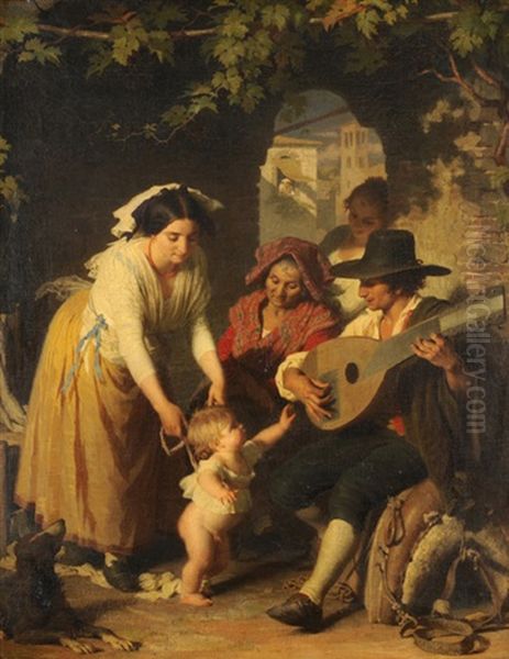 Die Ersten Schritte Oil Painting by Alfred van (Jacques) Muyden