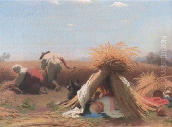 Italienische Bauern Auf Dem Feld Oil Painting by Alfred van (Jacques) Muyden