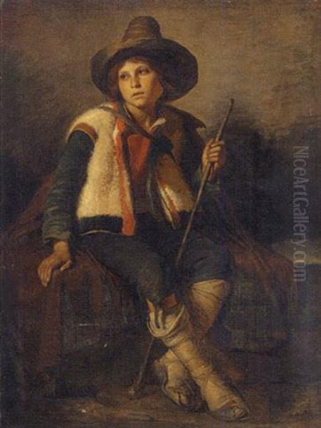 The Shepherd Boy Oil Painting by Alfred van (Jacques) Muyden