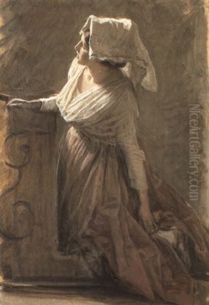 A Study For 'la Prise De Tabac' Oil Painting by Alfred van (Jacques) Muyden