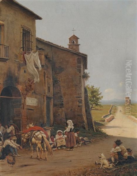 Italienische Landschaft Mit Rastenden Oil Painting by Evert Louis van Muyden