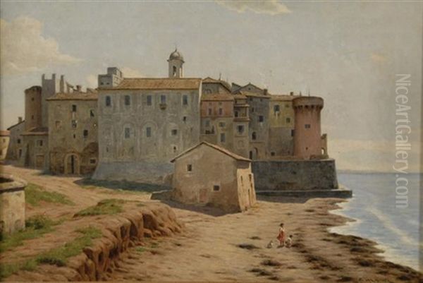 View Of Nettuno, Italy Oil Painting by Evert Louis van Muyden