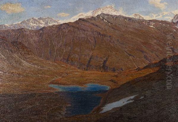 Le Lac Des Autannes Et Le Weisshorn Oil Painting by Henri Van Muyden