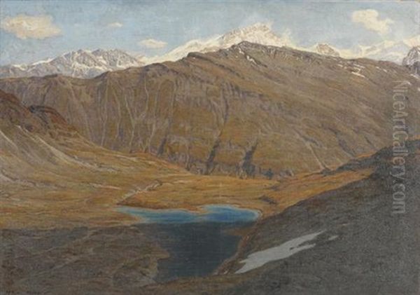 Bergsee Mit Weisshorn Oil Painting by Henri Van Muyden