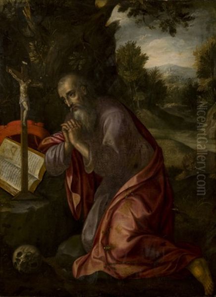 San Girolamo (saint Jerome) Oil Painting by Girolamo Muziano