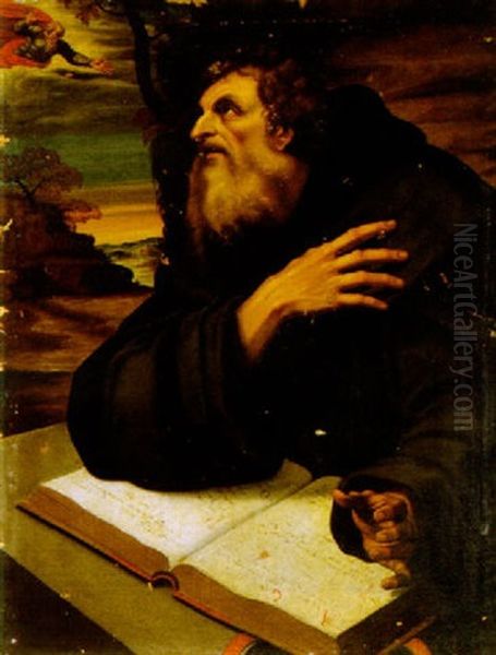 Santo Agostiniano Con Libro (sant'agostino Novello?) Oil Painting by Girolamo Muziano