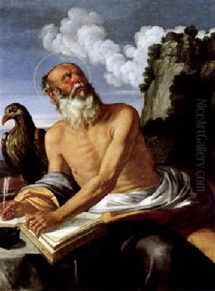 Der Evangelist Johannes Auf Pathmos Oil Painting by Girolamo Muziano