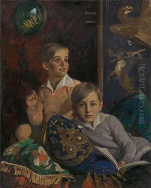 Portrait Of Two Boys by Ivan Myasoedov