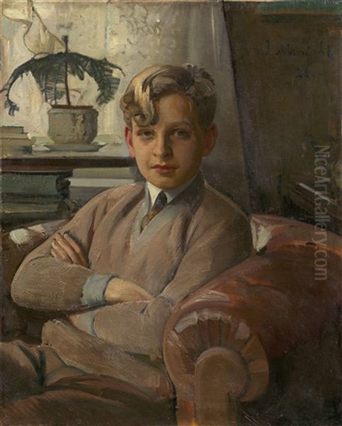 Portrait Of A Boy Oil Painting by Ivan Myasoedov