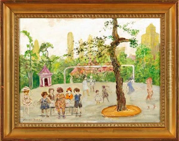 W. 68th Street Park Oil Painting by Jerome Myers