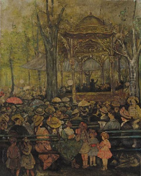 Concert In Central Park Oil Painting by Jerome Myers