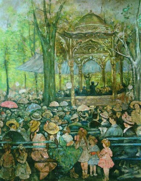 Concert In Central Park Oil Painting by Jerome Myers