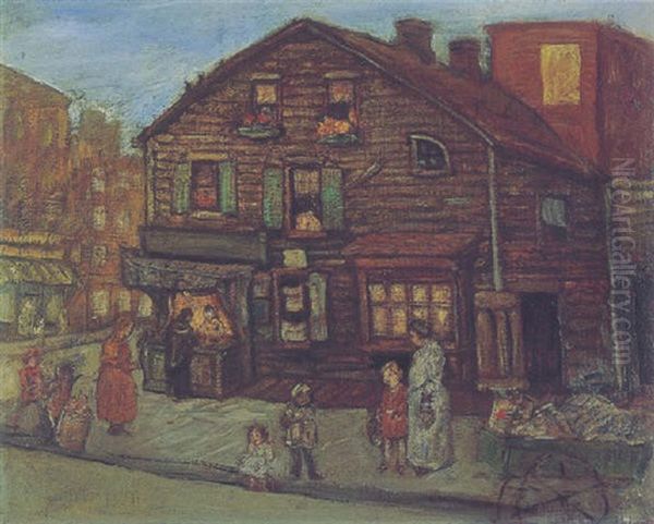 The Old Corner House, New York City Oil Painting by Jerome Myers