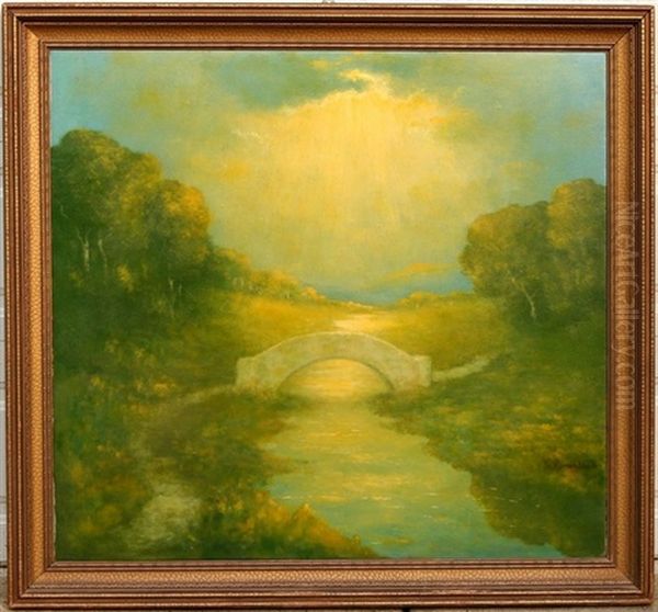 Landscape With Bridge Oil Painting by Robertson K. Mygatt