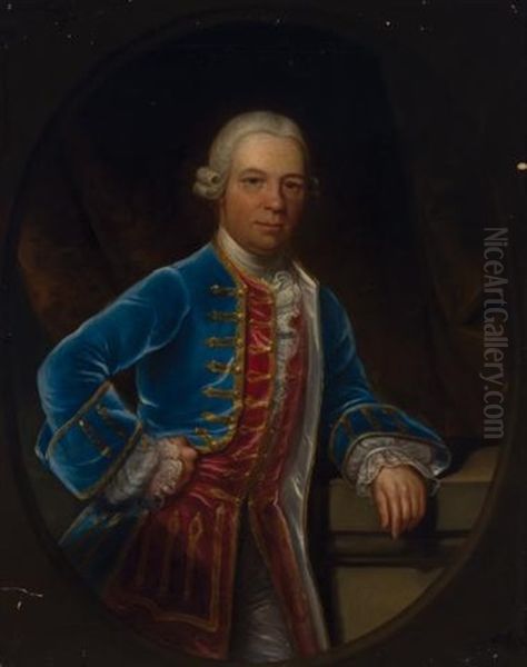 Portrait Of Thomas Harrison Of Bletchley Park Oil Painting by Frans Van Der Myn