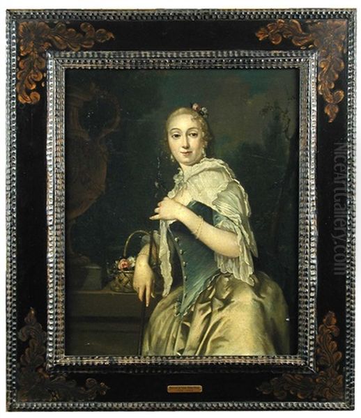 Portrait Of A Lady As A Shepherdess Oil Painting by Frans Van Der Myn