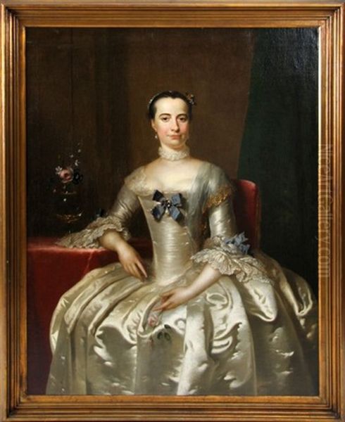 Portrait Of Mrs. Stephenson, Mayoress Of Hull England Oil Painting by Frans Van Der Myn