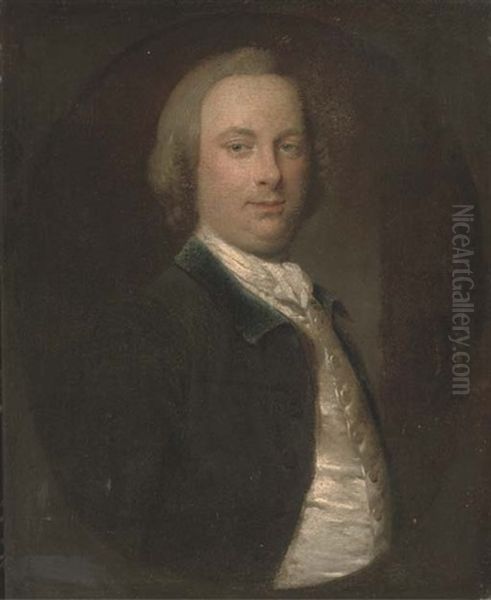 Portrait Of Sir Henry Erskine, Half-length, In A Blue Coat Oil Painting by Frans Van Der Myn