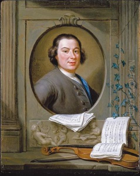 An Allegorical Portrait Of The Composer Anton Wilhelm Solnitz Oil Painting by Herman van der Myn