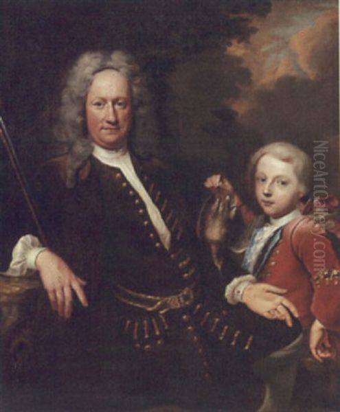 Portraits Of James Frye Ii And His Son, James Frye Iii Oil Painting by Herman van der Myn