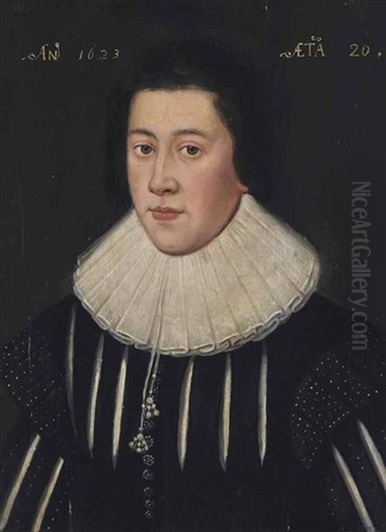 Portrait Of A Gentleman, Bust-length, In A Slashed Doublet And Ruff Collar Oil Painting by Daniel Mytens the Elder