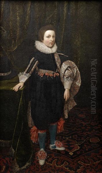 Portrait Of A Young Gentleman, Full-length Oil Painting by Daniel Mytens the Elder