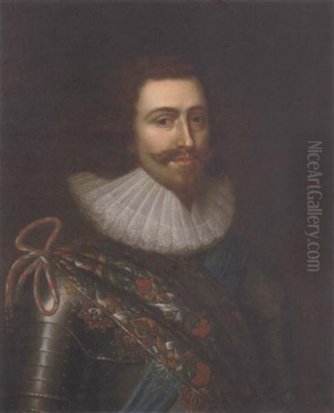 Portrait Of George Villiers, 1st Duke Of Buckingham, In Armour Oil Painting by Daniel Mytens the Elder